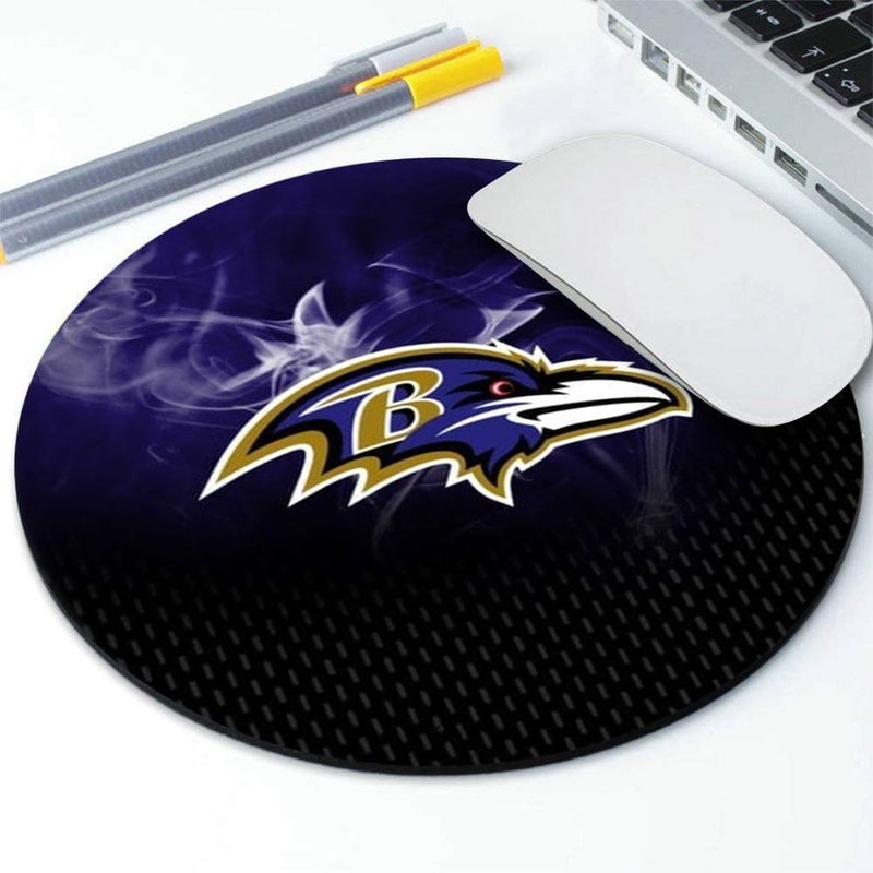 ZYJTEK Sports Round Mouse Pad,Gold Design Non-Slip Rubber Base Mousepad for Computers Laptop Desk,Gaming Mouse Mat for Football Fans - Image 1
